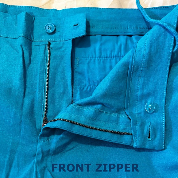 NEW PHOTOS! CAPRIS, STRETCH LINEN, CARIBE BLUE, SIZE 24, FRONT ZIPPER, POCKETS, - Picture 2 of 16